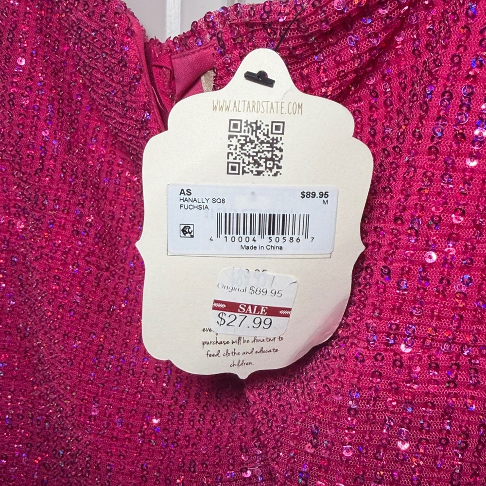 Altard State Fuchsia Sequin Puff-Sleeve Mini Dress - Picture 2 of 5